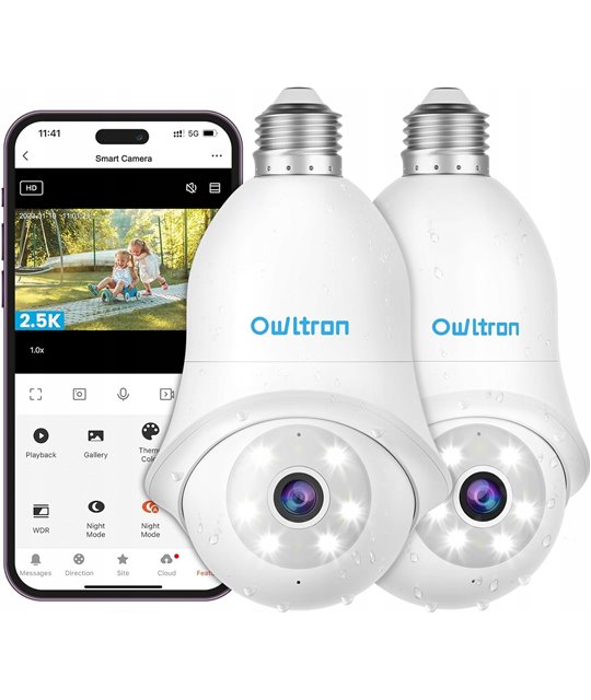 Kamera bezpieczeństwa w żarówce 4MP na zewnątrz/wewnątrz OWLTRON