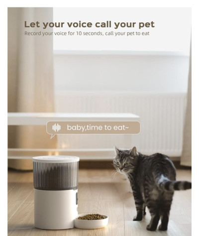 Karmnik dla kotów: 4 l, automatyczna karma dla kotów, WiFi, z funkcją 10s, automatyczny dozownik karmy dla kota