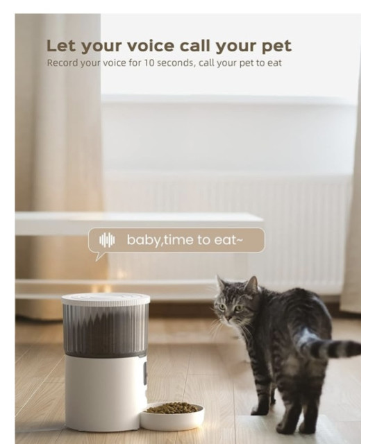 Karmnik dla kotów: 4 l, automatyczna karma dla kotów, WiFi, z funkcją 10s, automatyczny dozownik karmy dla kota