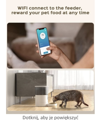 Karmnik dla kotów: 4 l, automatyczna karma dla kotów, WiFi, z funkcją 10s, automatyczny dozownik karmy dla kota