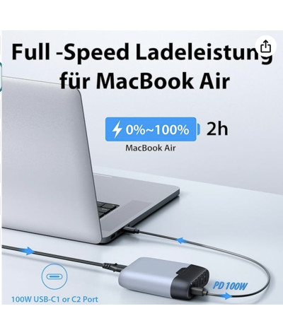 MiLi GaN 6-portowa ładowarka 140 W z torbą, zasilacz sieciowy z 4 USB-C i 2 USB-A, stacja szybkiego ładowania