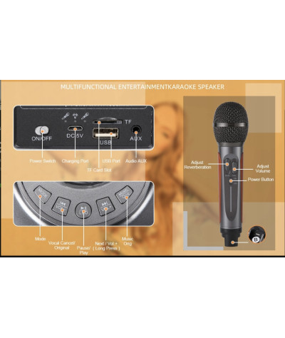 Maszyna Do Karaoke AUX Bluetooth Czarny Projektor