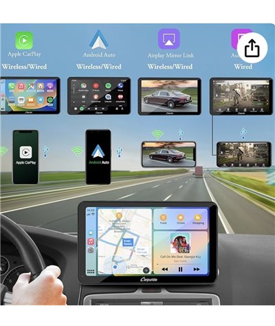 Bezprzewodowy system samochodowy z kamerą cofania, Carplay i Android Auto Carpuride