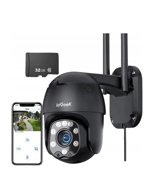 Zewnętrzna Kamera Obrotowa Wifi 1080P Czarne +32Gb