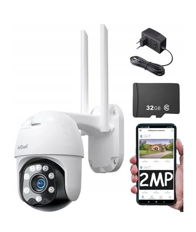 Zewnętrzna Kamera Obrotowa Wifi 1080P Czarne +32Gb