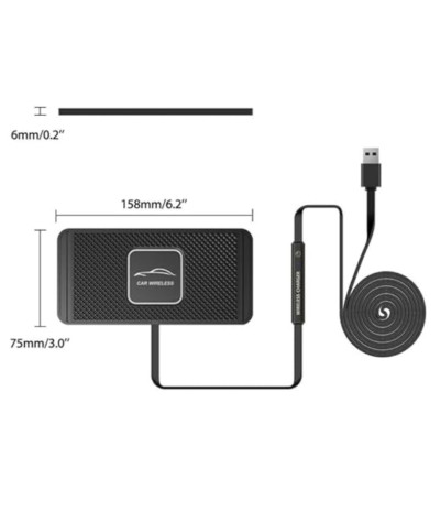 Samochodowa podkładka do ładowania Qi Stacja dokująca do szybkiego ładowania Antypoślizgowa mata