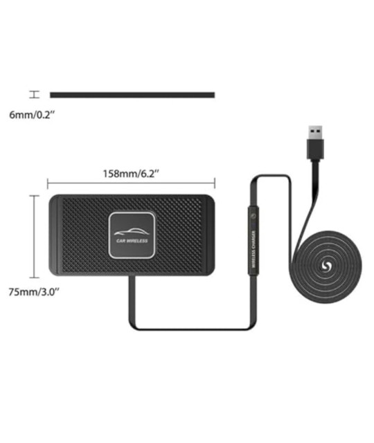 Samochodowa podkładka do ładowania Qi Stacja dokująca do szybkiego ładowania Antypoślizgowa mata