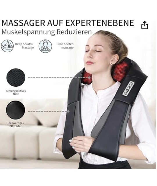 Masażer szyi z ogrzewaniem, iKristin Masażer szyi i ramion łagodzi ból ramion, pleców, stóp i nóg