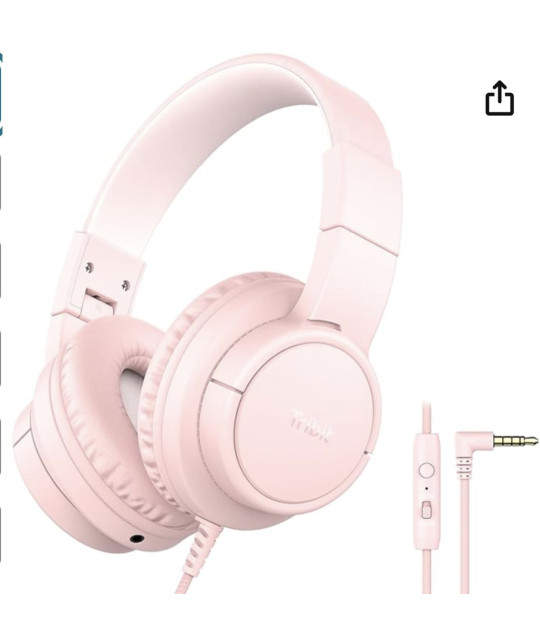 Słuchawki Tribit z mikrofonem, słuchawki przewodowe nauszne dla dziewcząt z ograniczoną głośnością 85 dB/94 dB, gniazdo 3,5 mm