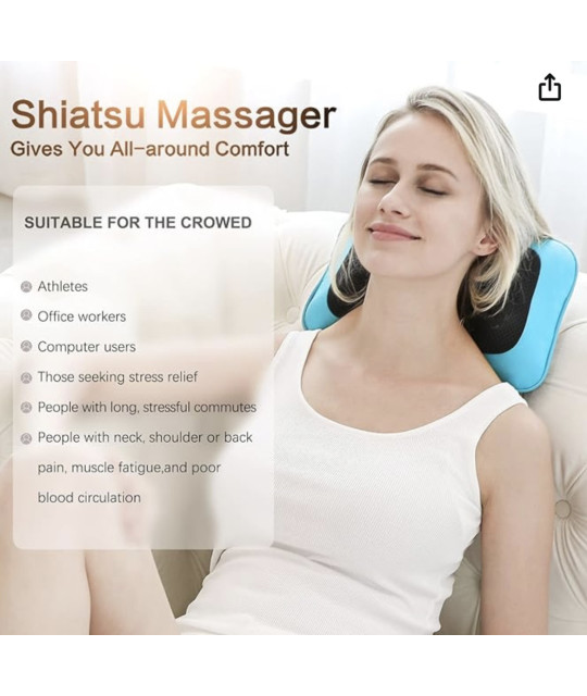 MOCUISHLE Shiatsu Neck Back Massager Pillow z podgrzewaniem, głęboki masaż