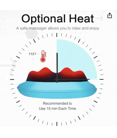 MOCUISHLE Shiatsu Neck Back Massager Pillow z podgrzewaniem, głęboki masaż